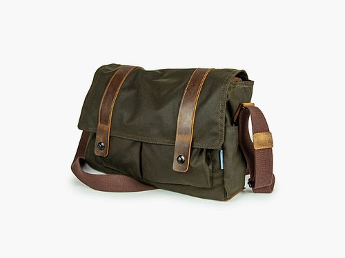 STEINKAUZ-Waxed Cotton Borsa "Fischland", oliva