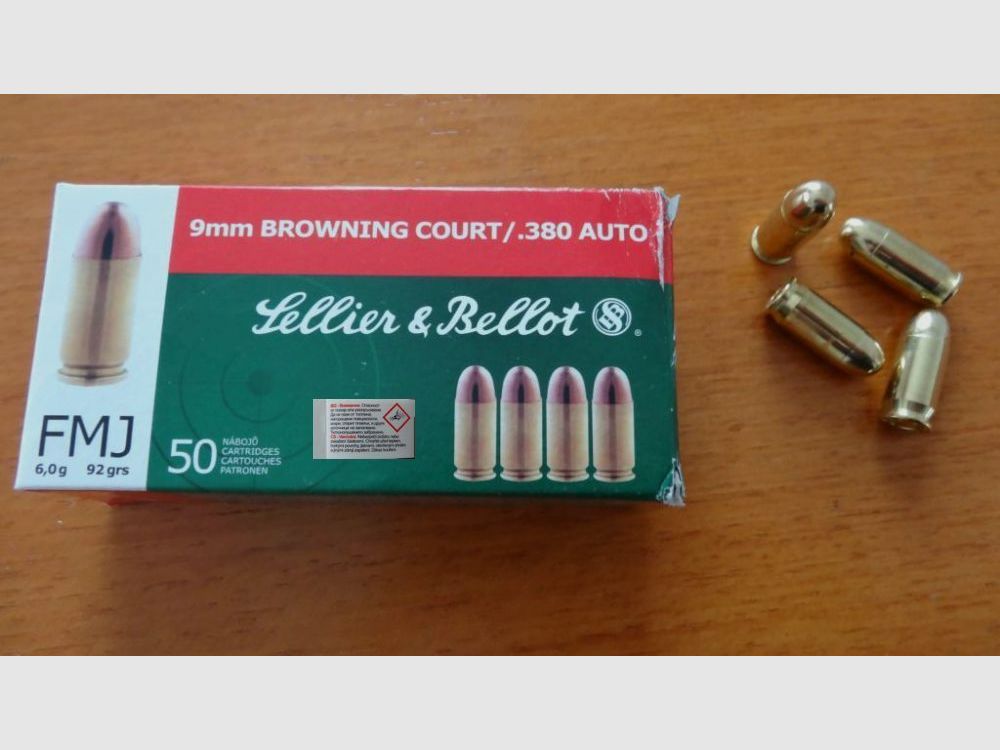 Sellier & Bellot 50 Patronen Sellier & Bellot Cal. 9mm kurz ( .380 Auto)