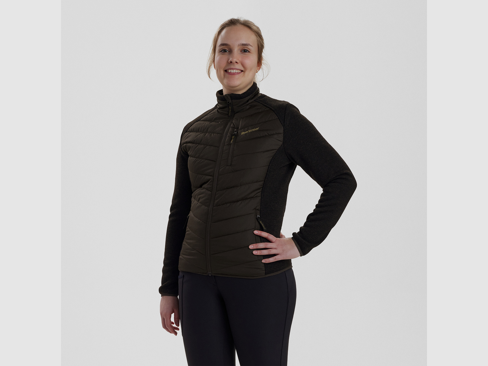 Lady Caroline Wattierte Jacke - Brown Leaf – Kleidergröße Damen: 40