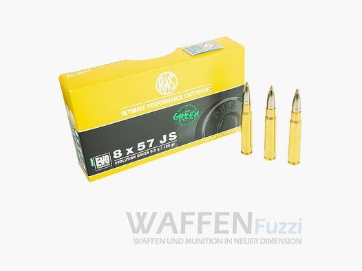 RWS Cartouches de Fusil 8x57JS 139grs EVO GREEN