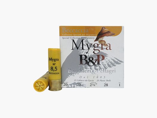 Patronen Baschieri e Pellagri Mygra Beccaccia Kal. 20/70 28 g Blei 8 und ½