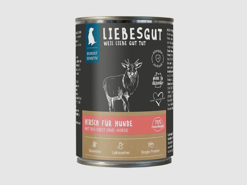Liebesgut Hundenassfutter Hirsch mit Bio-Obst und Bio-Hirse 400g