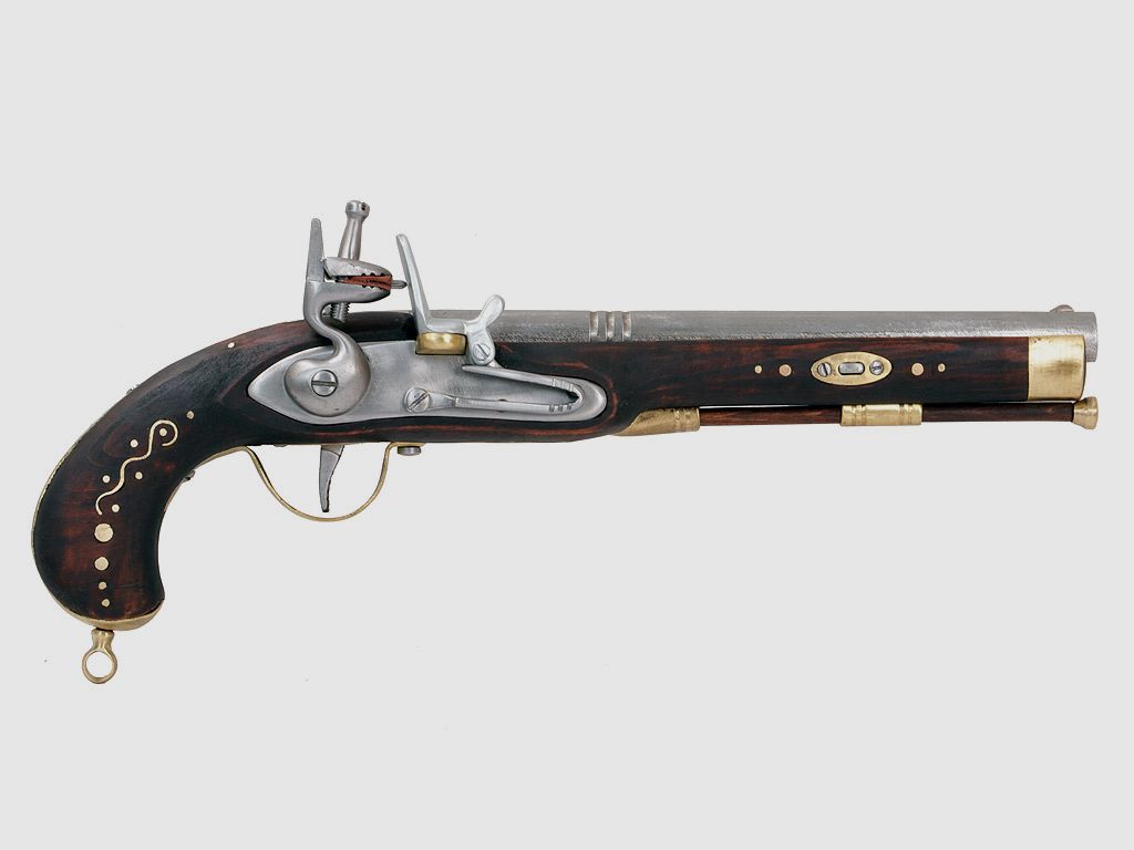EinzelstĂĽck handgefertigte Deko Steinschloss Vorderladerpistole LĂ¤nge 43 cm
