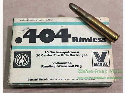 RWS (WZd.Fa.Rottweil) Büchsenpatronen .404 Rimless(10,75x73)