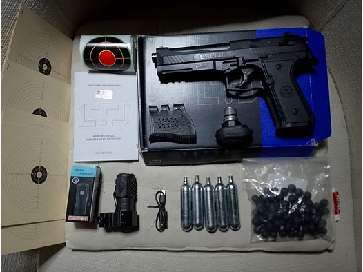 Alfa Ltj 1.50 RAM Paintball Marker Cal .50 Set Kit Tactical LED Lamp Rubberballs CO2 Capsules etc.