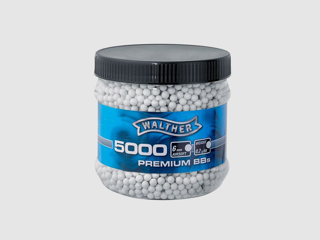 Softairkugeln Walther Premium BBs, weiĂź, Kaliber 6 mm BB, 5000 StĂĽck, 0,20 g
