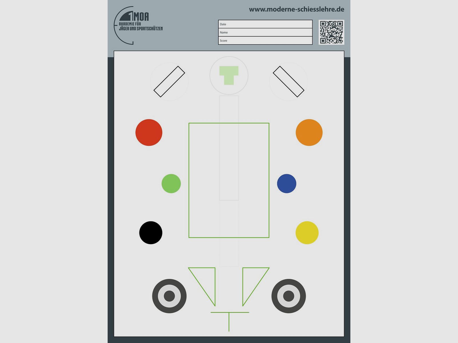 1MOA - Objetivo de entrenamiento para pistolas DIN A1 Basado en colores para precisión y coordinación...