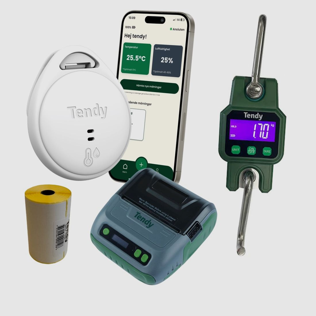 Pacchetto Tendy (Stampante per etichette, Timer di maturazione, Bilancia digitale e Etichette)