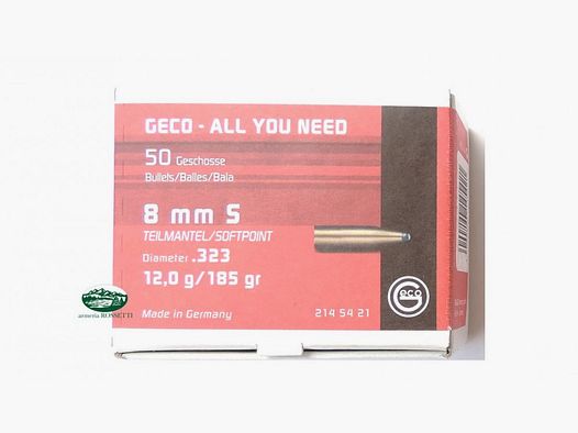 GECO palle TEILMANTEL cal.8 mm gr.185 Conf. 50 Pz. 2145421