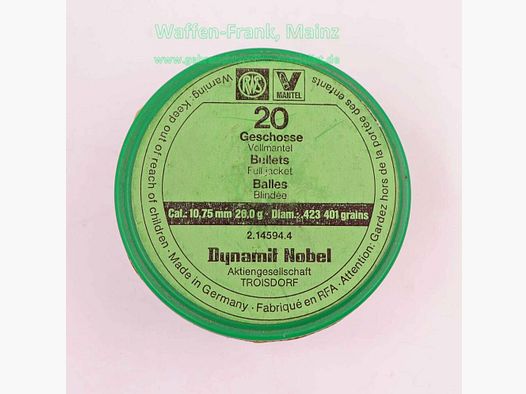 RWS (WZd.Fa.Rottweil) balles de fusil 10,75mm (.423)