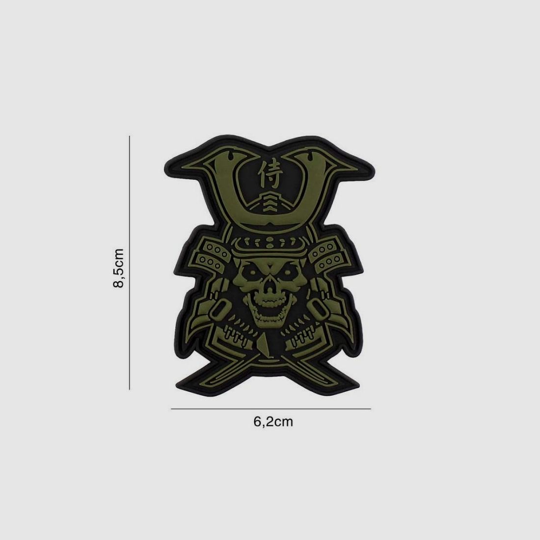101 INC PATCH SKULL SAMURAI GREEN 3D PVC