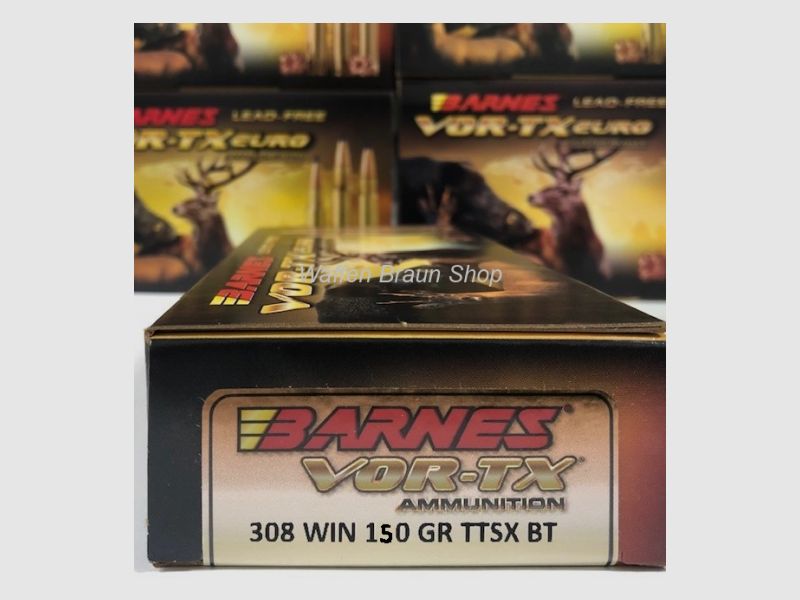BARNES 31341 VOR-TX EURO RIFLE AMMO .308 WIN 150GR TTSX 20 Stück