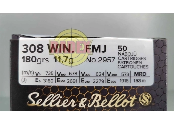 Vollmantelmunition .308 WIN FMJ 11,7 g S&B 50 Stück, Bild 2 von 2