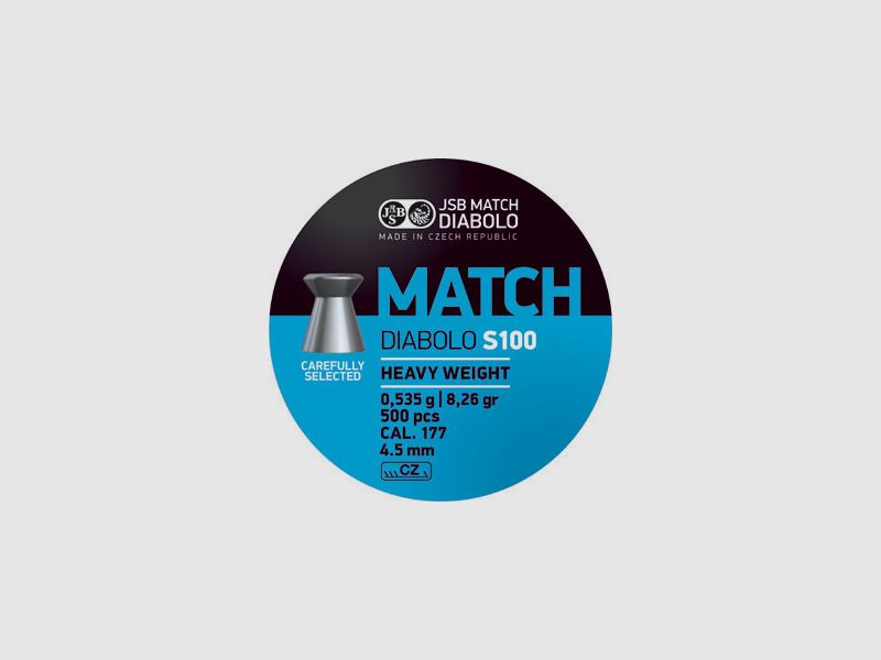 JSB MATCH DIABOLO S100 - HEAVY WEIGHT - 4,5 MM - 0,535 G - 500 STÜCK