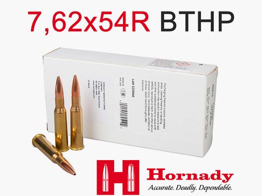 Hornady offer - Hornady 7.62x54R BTHP 11.3g/174grs. Boat Tail Hollow Point 200 rounds / 200 RDS (MUN-569-200RDS)