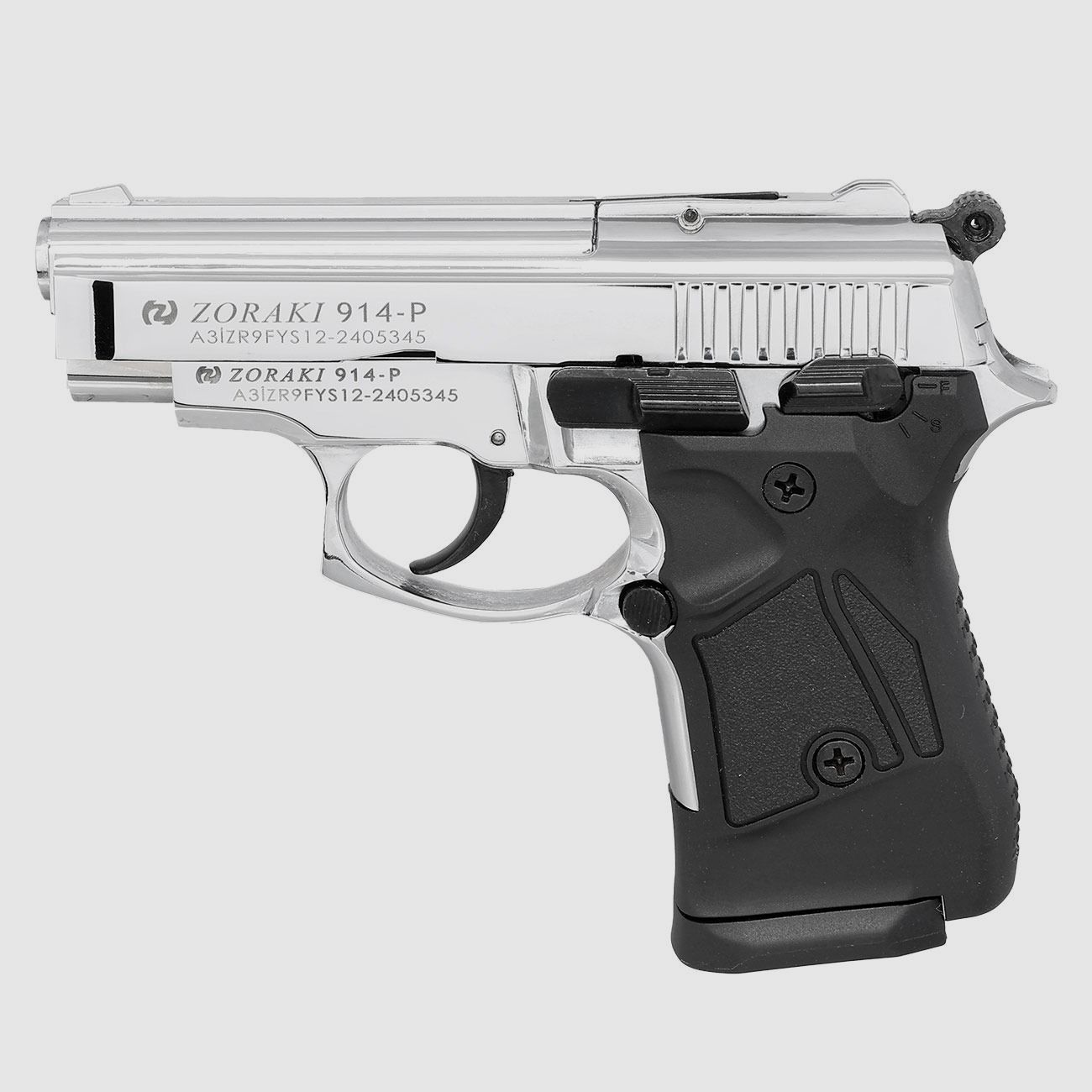 ZORAKI 914 Chrome PTB 9mm P.A.K. – Strzał z przodu - Wysyłka w całej UE