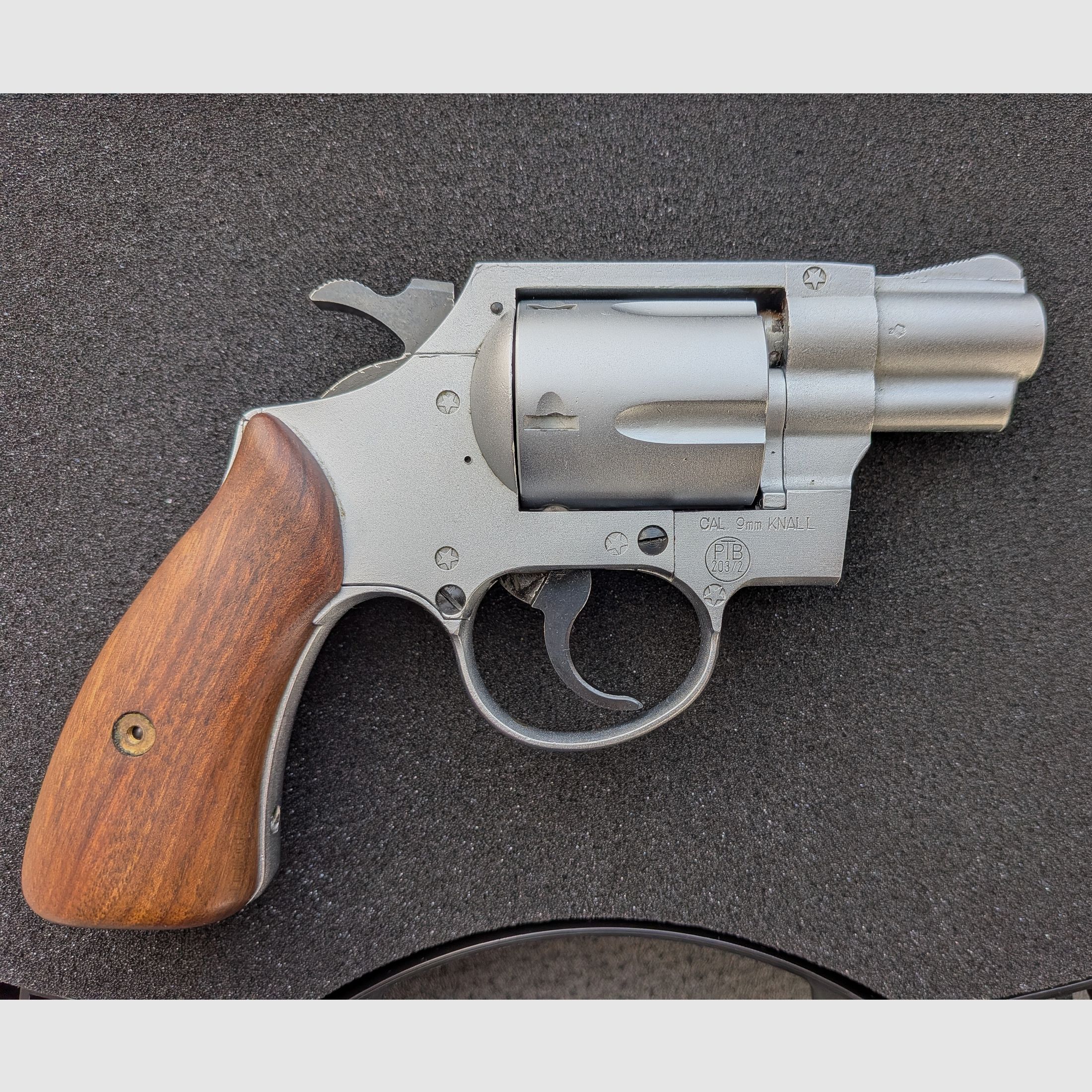 ME 38 Marshal - Revolver - PTB 203/2 - Nickel matt - 9mm Knall - Holzgriff - SSW