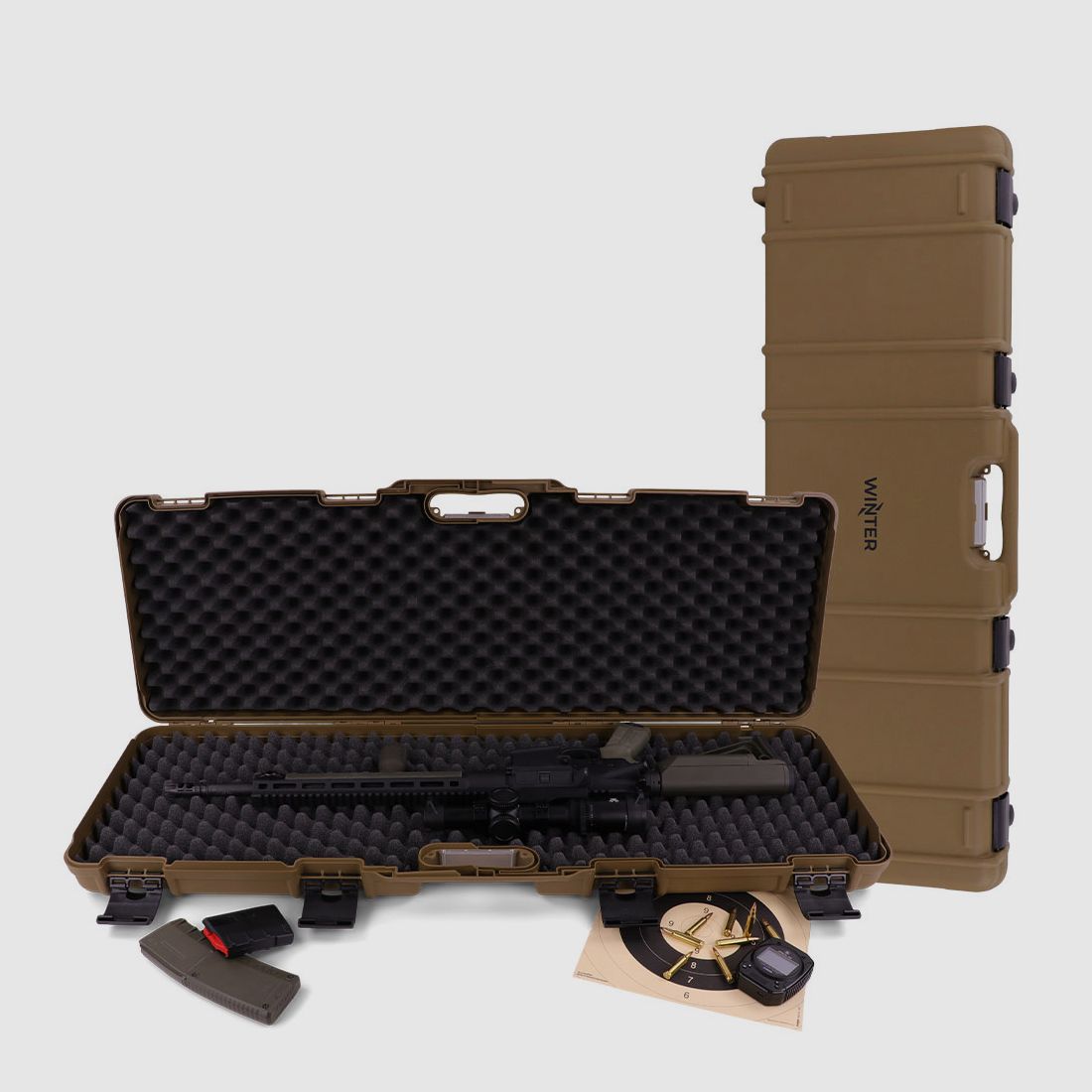 Winter Gewehrkoffer W10 103 cm für 1 Langwaffe – PP Kunststoff, 4 Push-Pull Verschlüsse, Noppen (Coyote)