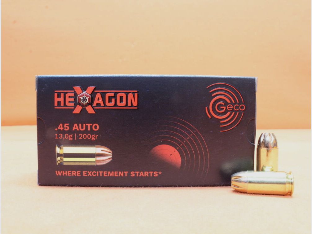 GECO Patrone .45Auto GECO 200grs HEXAGON (2402934) VE 50 Patronen (SuperClean-Schadstoffarm)