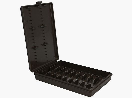 MTM cartridge case W-9-LM-70 brown with flap lid for 9 cartridges .22-250 and others.