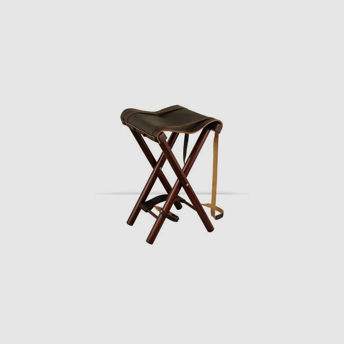Houten en leren kruk