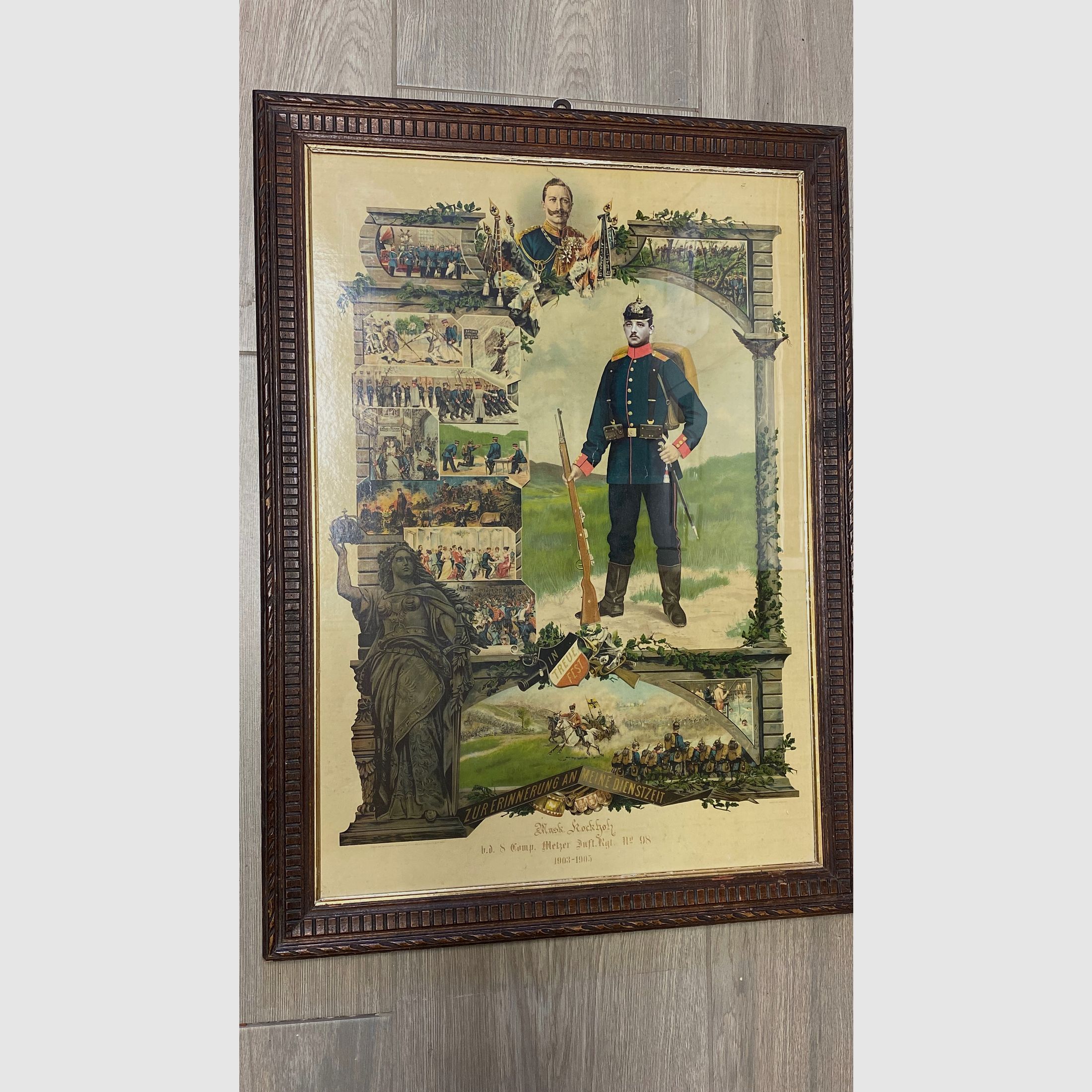 Pfeifenkopf Porzellan, Reservisten Pfeifenkopf mit Reservistenbild, Reservistenpfeife, Rockholz 1905