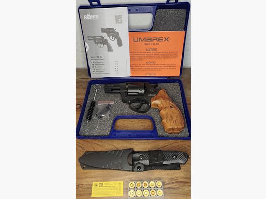 Röhm RG 89 !!Tienda Nueva!! PTB 976 + 10 disparos de gas CS + cuchillo de caza y pesca