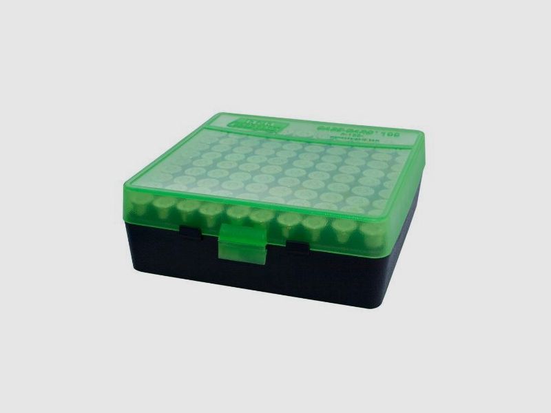 MTM Pudełko na naboje P-100-44 100 RDS .41/.44/.45 | przezroczysty zielony/czarny