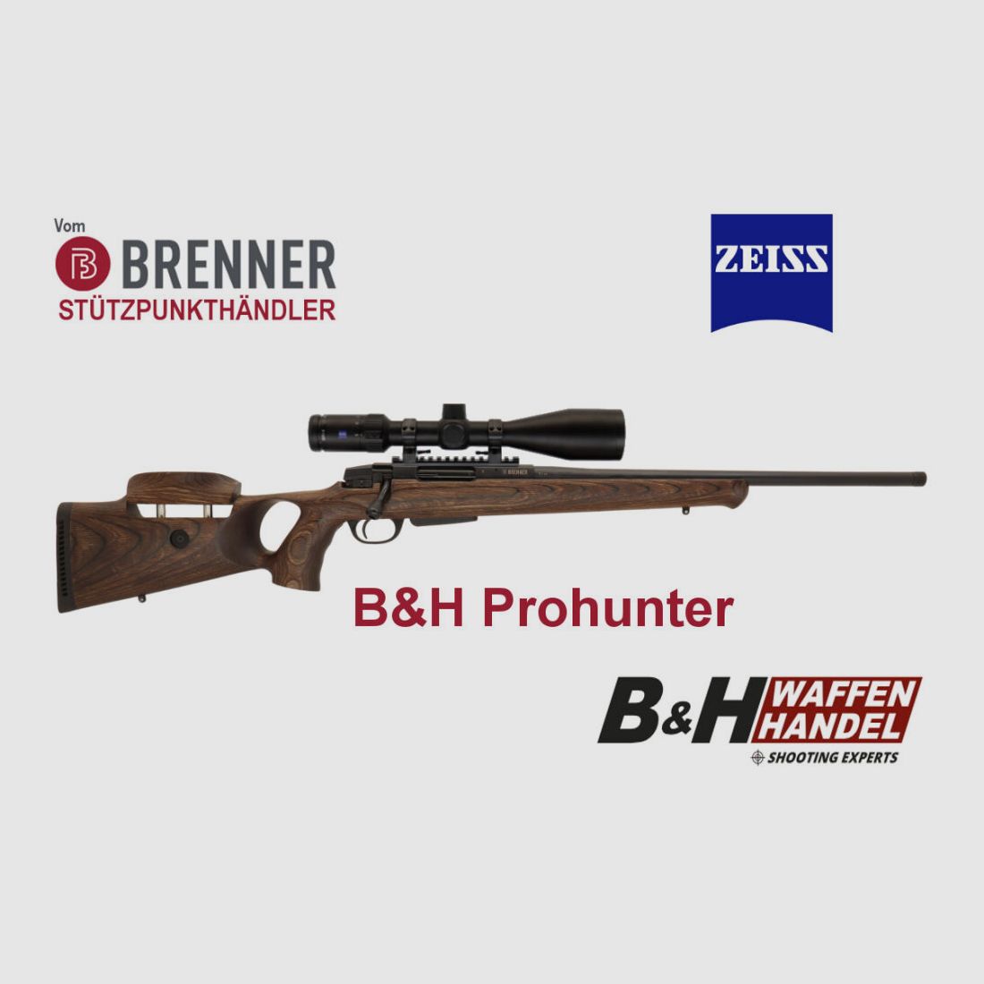 Brenner compleetpakket: BR20 B&H Prohunter doorlopend met Zeiss V4 kant-en-klaar gemonteerd