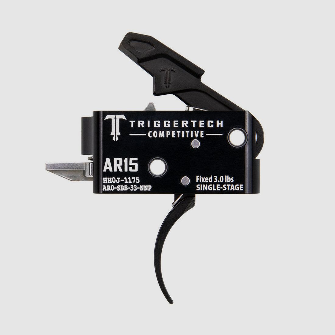 TRIGGERTECH AR-15 Competitief - Zwart Pro Gebogen 3lbs, Enkelvoudige Stage