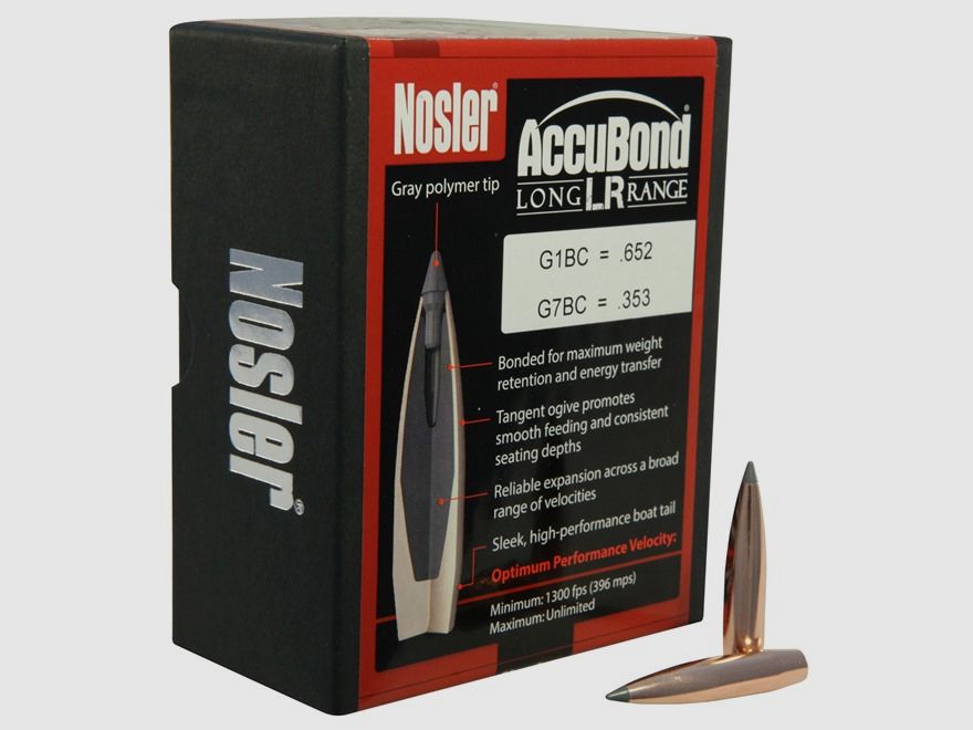 Nosler bullet 7mm/.284 Accubond Long Range 168GR Bonded Spitzer Boat Tail 100 pieces