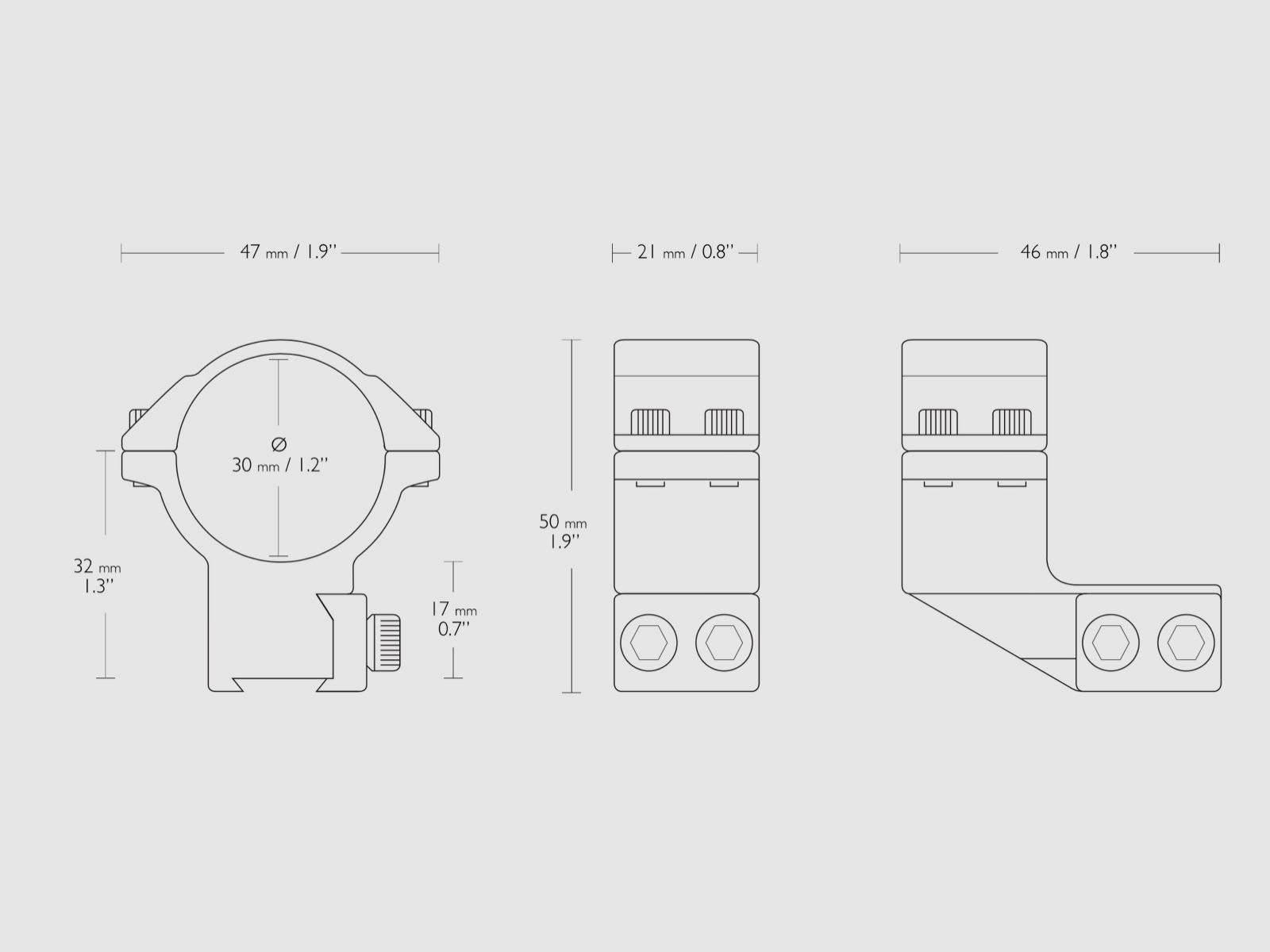 HAWKE 22122 Ringmontage 30 mm Hoch 1 Zoll Versatzgröße 9-11 mm