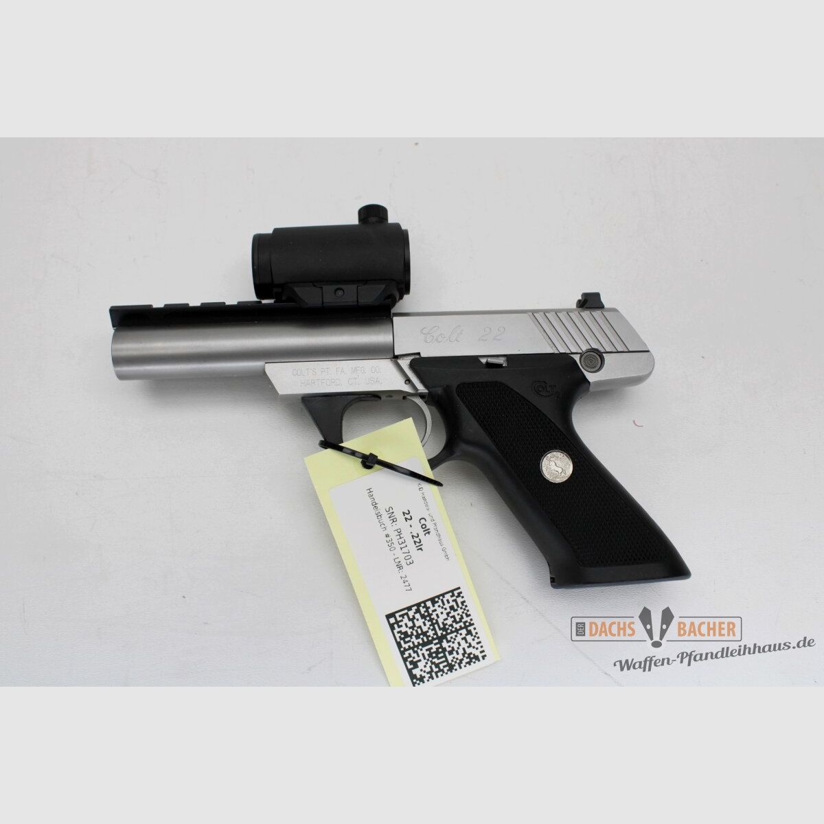 Pistola Colt 22 cal. .22lr con mirino Sutter WB2477, immagine 2 di 3