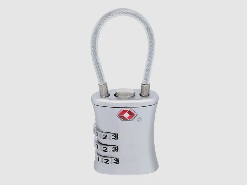 TSA luggage lock "Comfort" with steel cable in silver