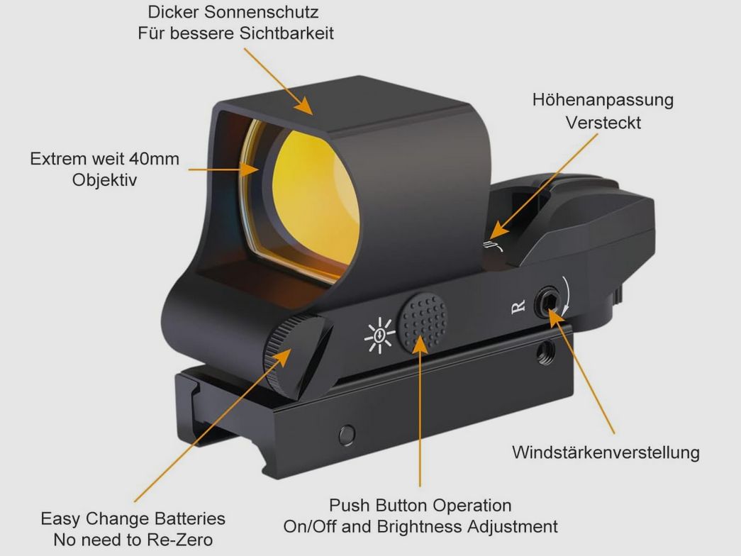 Feyachi RS-30 Red Dot - Red dot sight for Picatinny - 4 different reticles - red