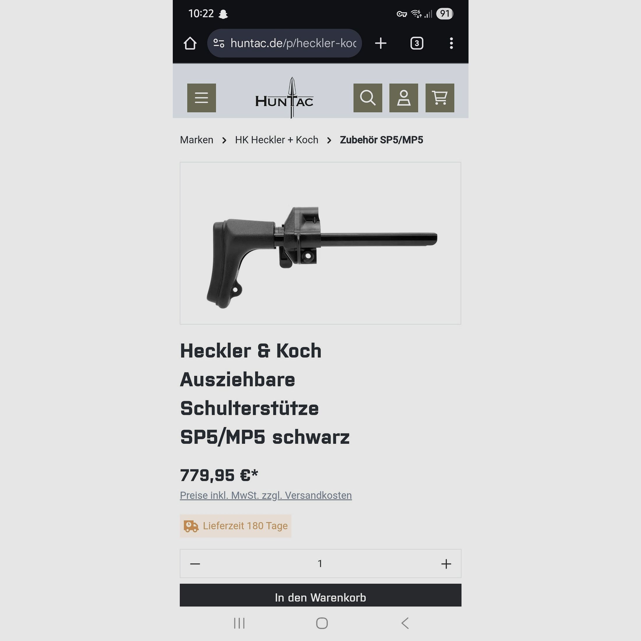 Heckler & Koch HK MP5 SP5 Push Stock Original [Available Immediately]