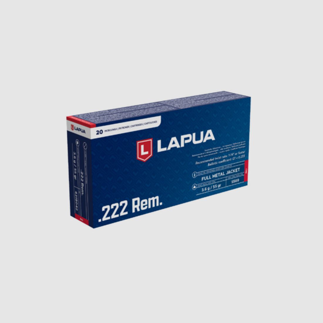 Lapua FMJ 3,6g / 55gr. 20 Schuss .222Rem