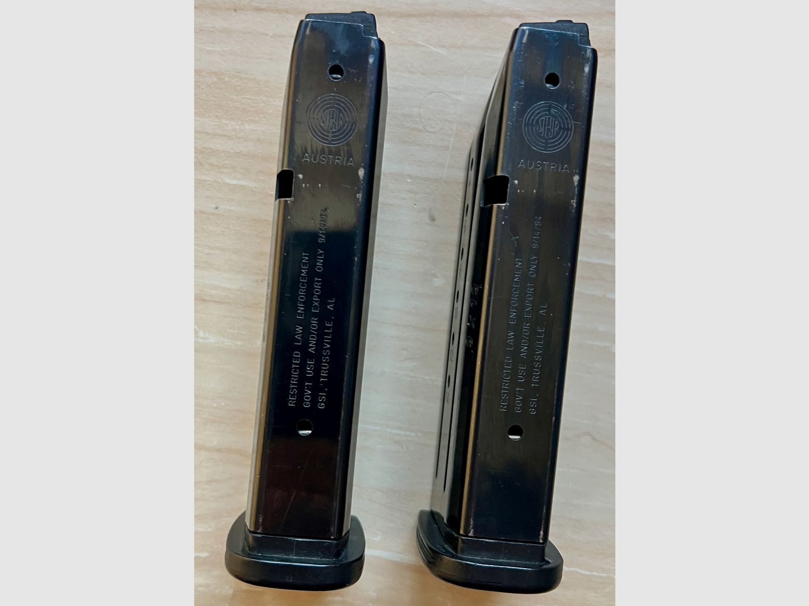 Original Steyr M9 Magazine – «Uniquement pour l'application de la loi» – finition brillante – objet de collection – pas de reproduction MEC-GAR