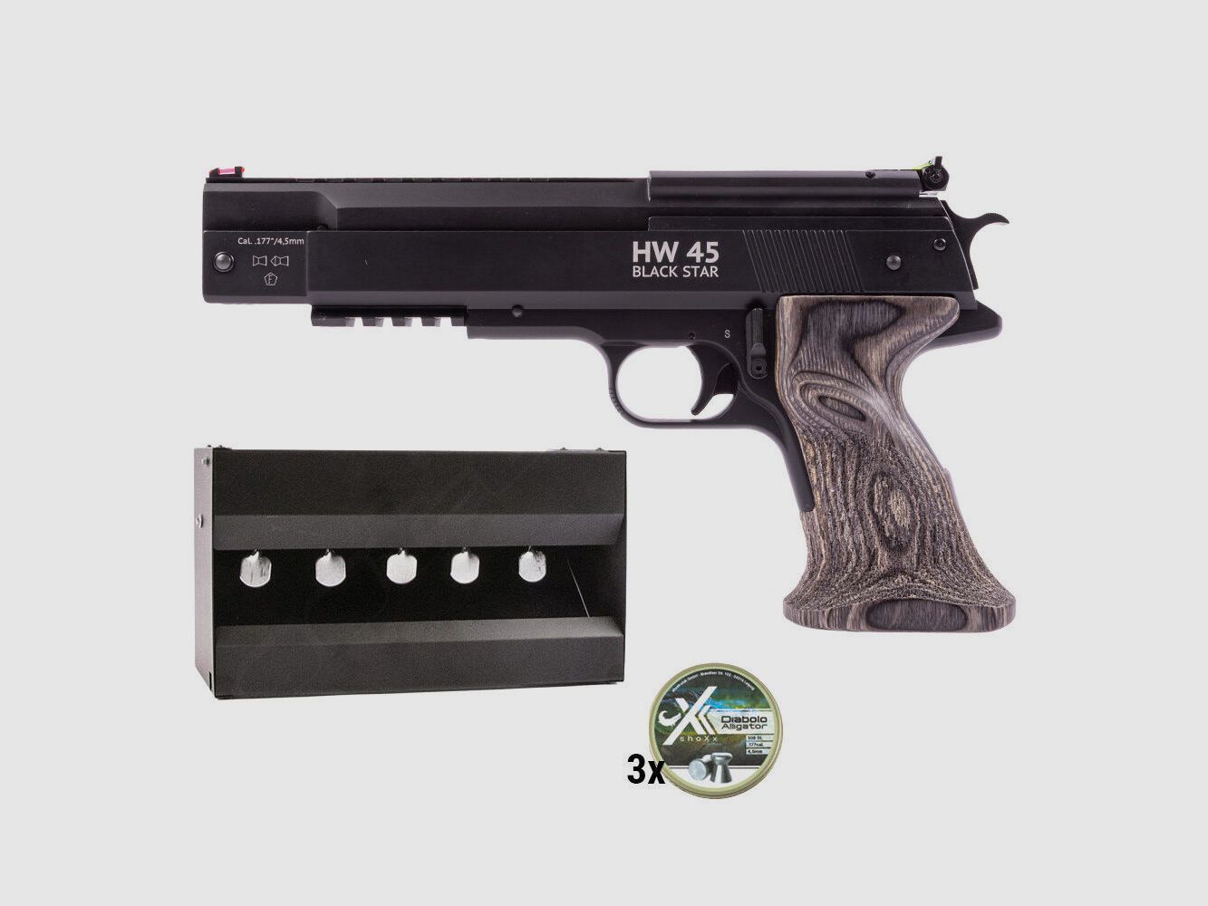 Weihrauch HW 45 Black Star Luftpistole Kal. 4,5mm Plinking Set
