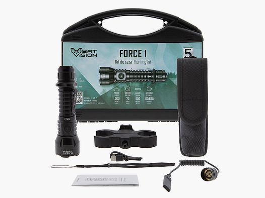LED Flashlight FORCE ONE 1,000 lumens with Hunting Kit B-Vision