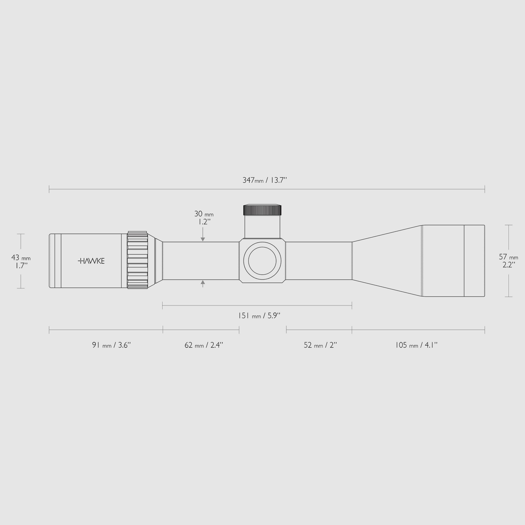 HAWKE 14296 Zielfernrohr Vantage 30WA SF 4-16x50 Half Mil DOT Leuchtabsehen MRAD