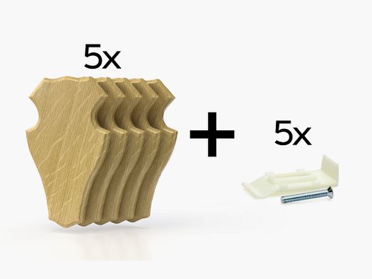 5x Trophäenschild für Rehbock 22x13cm helll (Eiche 1)
