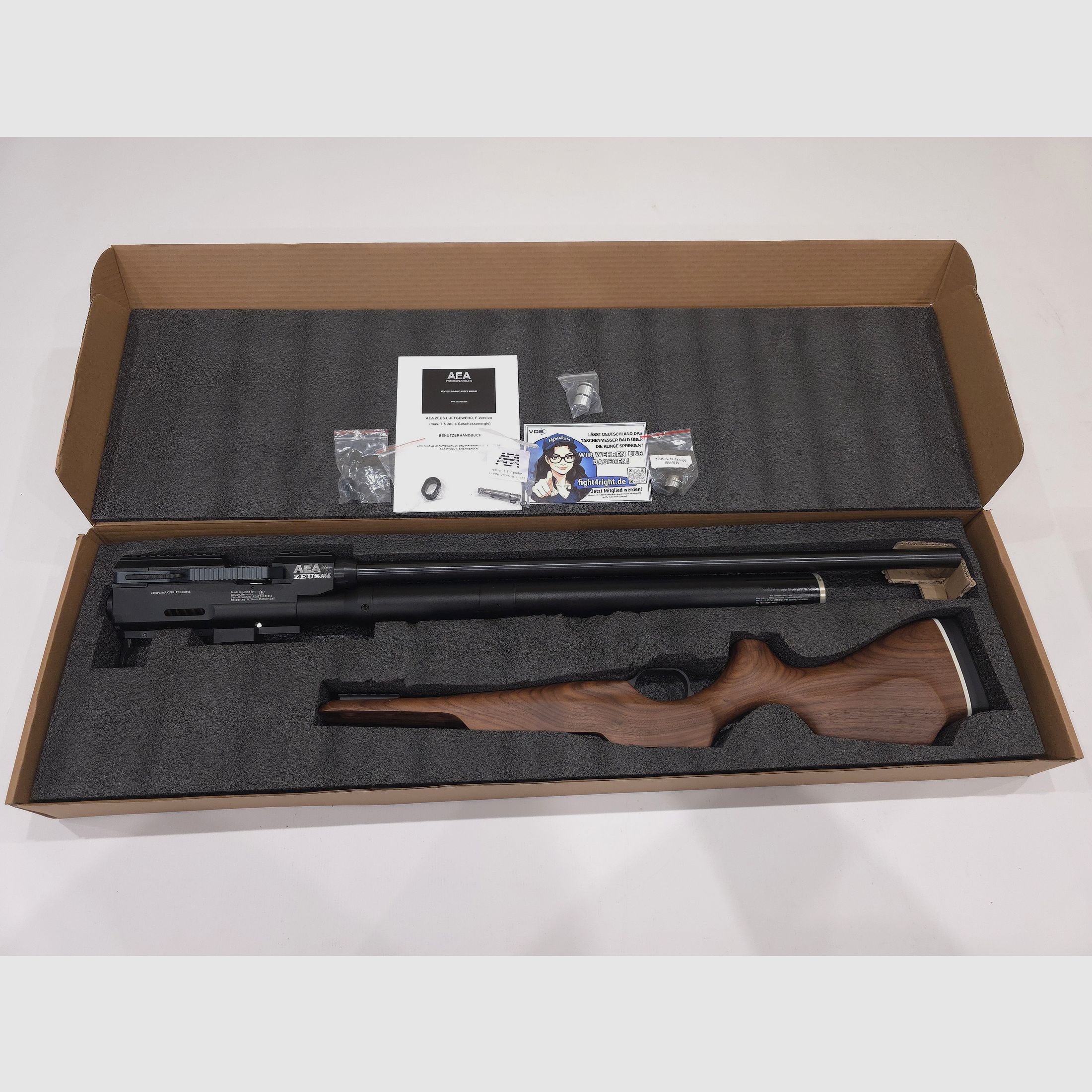 PCP carabine à air AEA Zeus .68 version F jusqu'à 7,5J NEUF et OVP éventuellement aussi échange contre Megalodon ou Evanix MP30