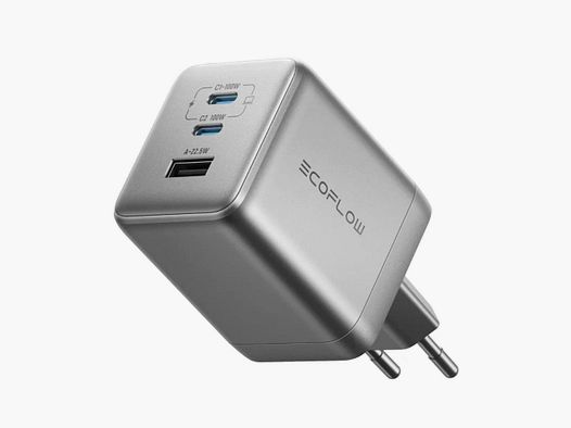 EcoFlow Schnellladegerät RAPID 100W GaN - Kompaktes 3-in-1 USB-C Ladegerät für Outdoor und Reisen