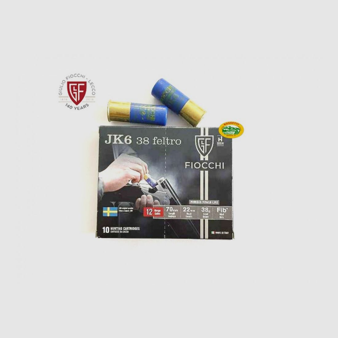 FIOCCHI Patronen JK6 Kal.12 gr.38 Filz pb.7 spezielle Taube