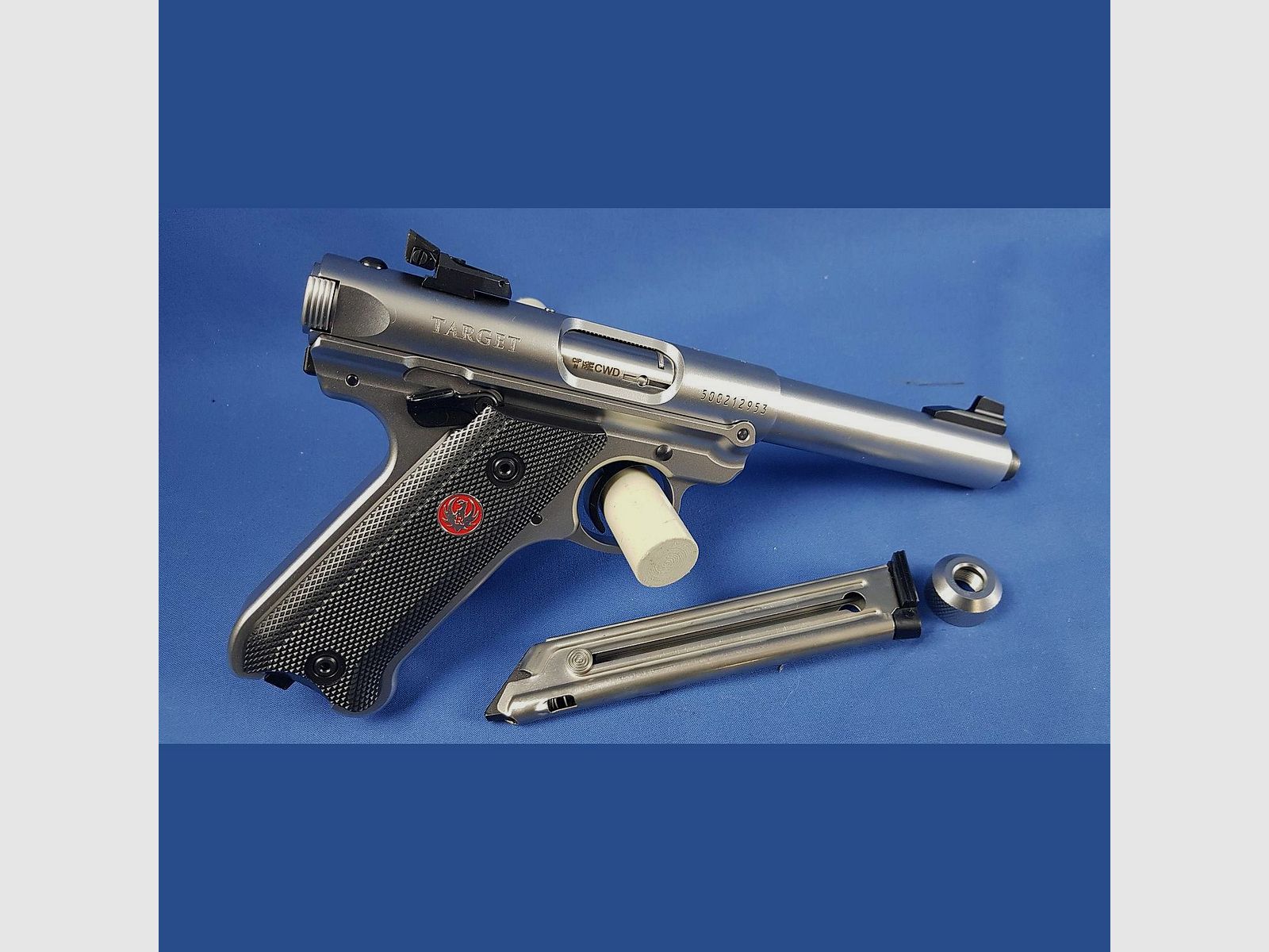 Ruger Mark IV Target Threaded Bull Kal. .22lr, Stainless, Synthetic Grip 5,5″, Bild 5 von 7