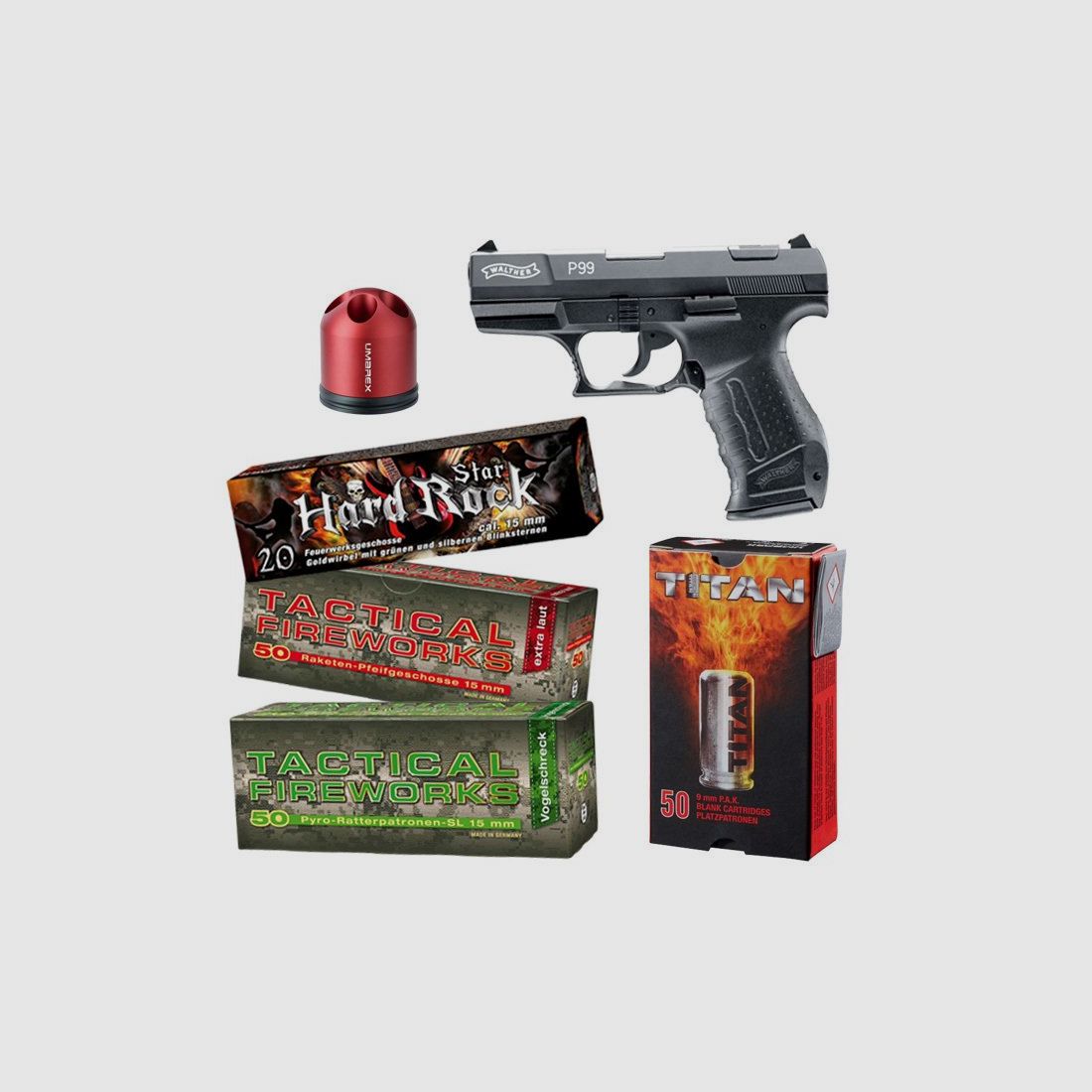 Blank firing pistol New Year's set 2