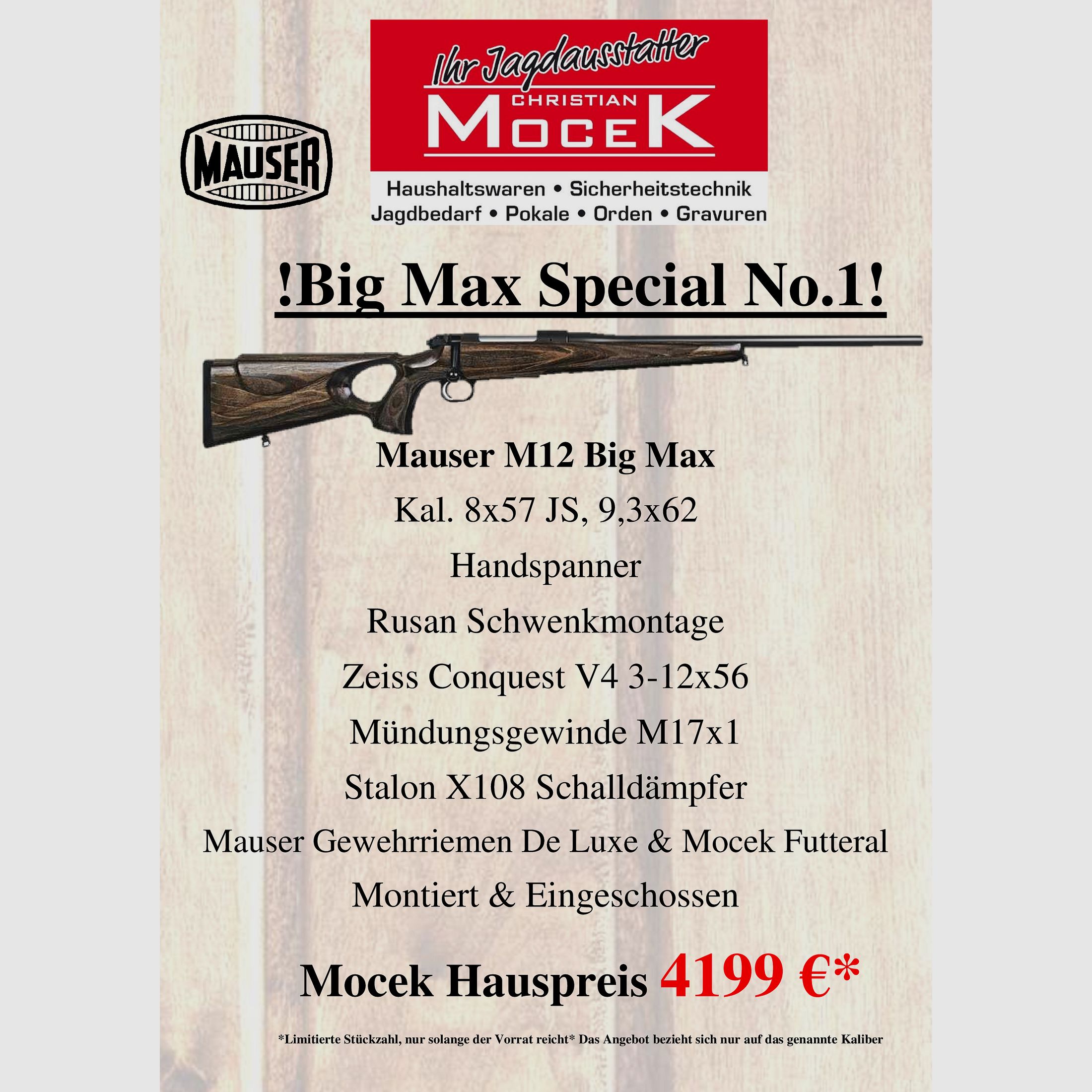 Mauser M12 Big Max, with Zeiss Conquest V4 3-12x56