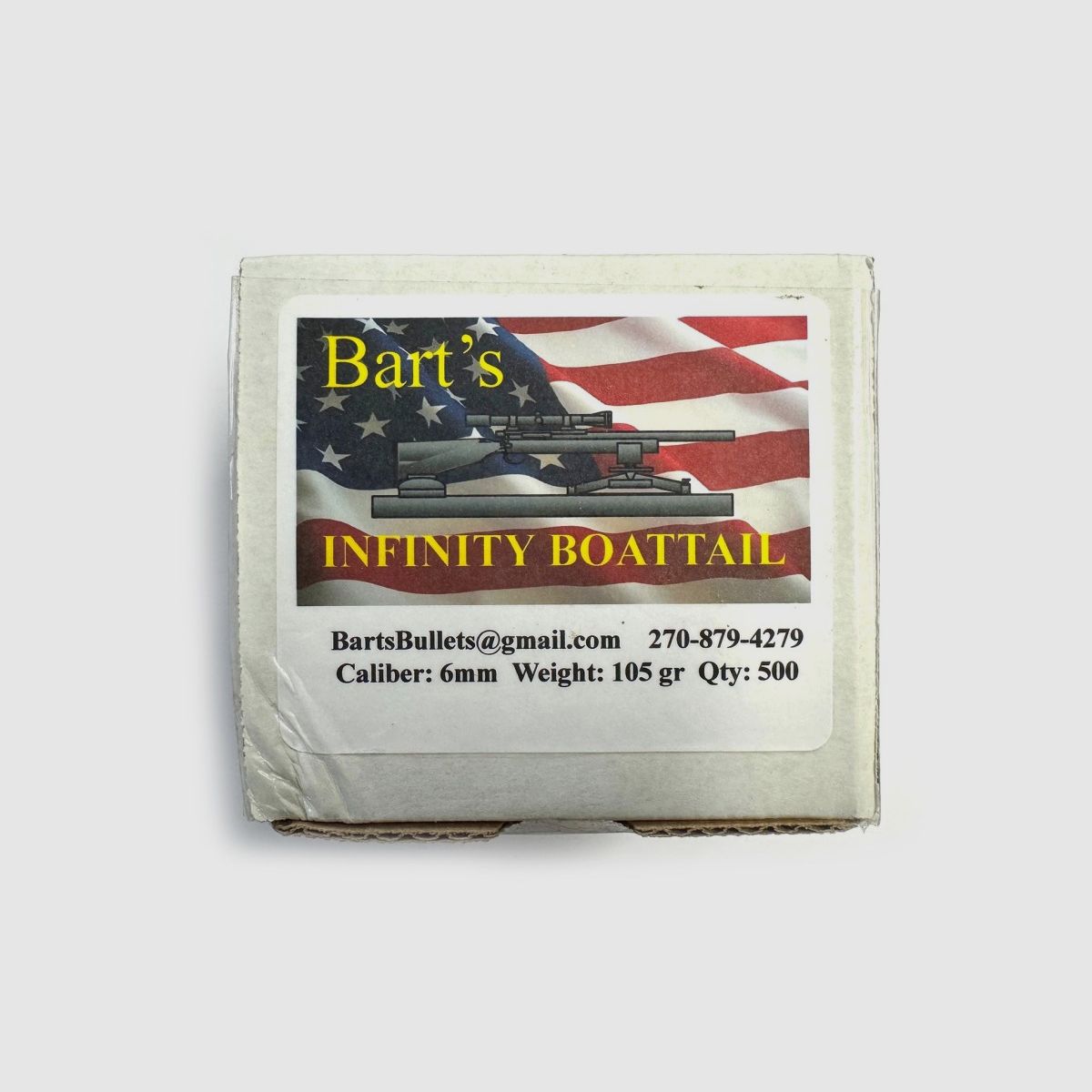 BART'S BALAS .6MM INFINITY BOAT TAIL 105GR 500UD.