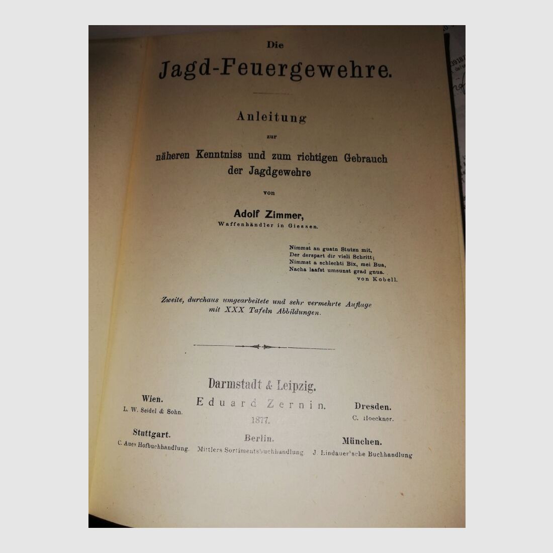 Adolf Zimmer Armes de chasse